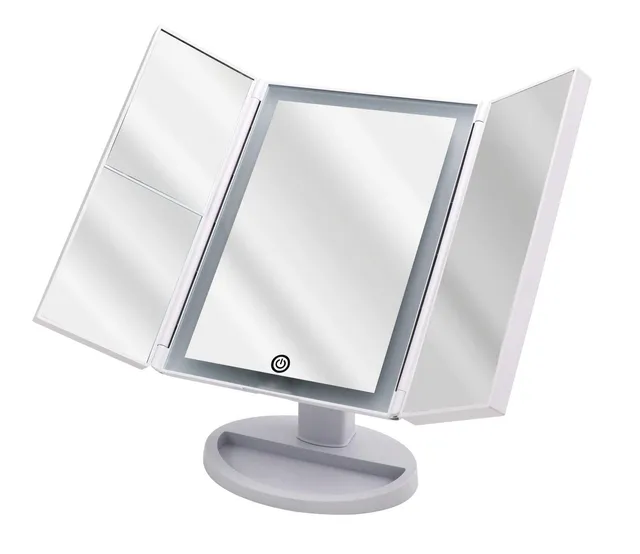 ridder-schminkspiegel-vivian-wei-mit-led-touch-dimmer-2x-und-5x-batterie-usb image 1