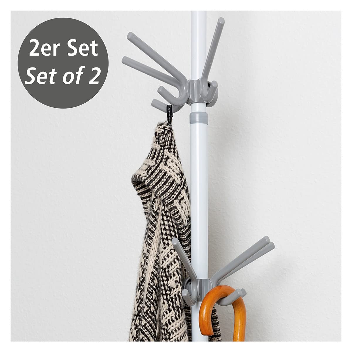 wenko-herkules-haken-2er-set-mehrfach-halter-mit-je-3-haken-grau image 2