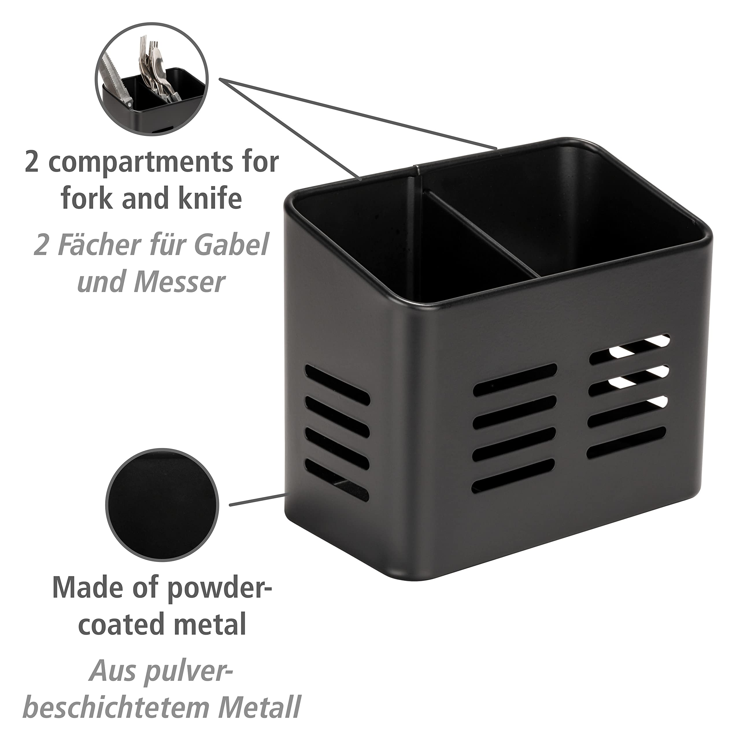 wenko-baco-besteckkorb-black-outdoor-kitchen-metall-schwarz-16-x-13-5-x-9-cm image 2