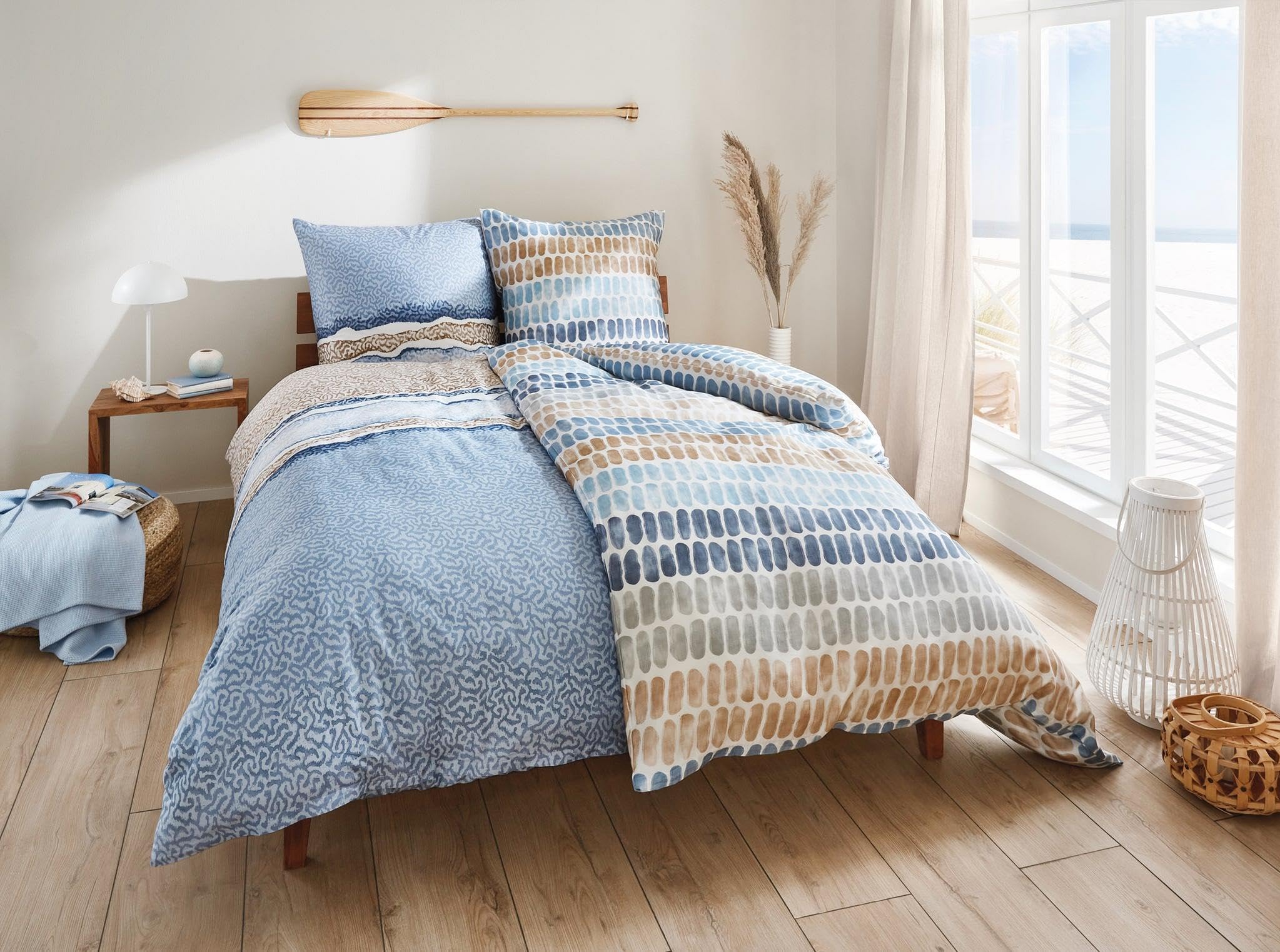 kleine-wolke-solid-mako-satin-bettw-sche-sand-beige-blau-135-x-200-cm-80-x-80-cm image 3