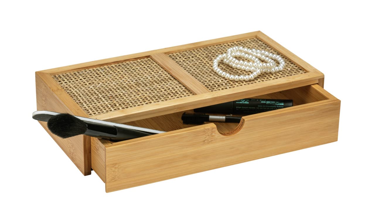wenko-badbox-allegre-mit-schublade-28-x-6-x-14-cm-bambus-rattan-box-natur image 8