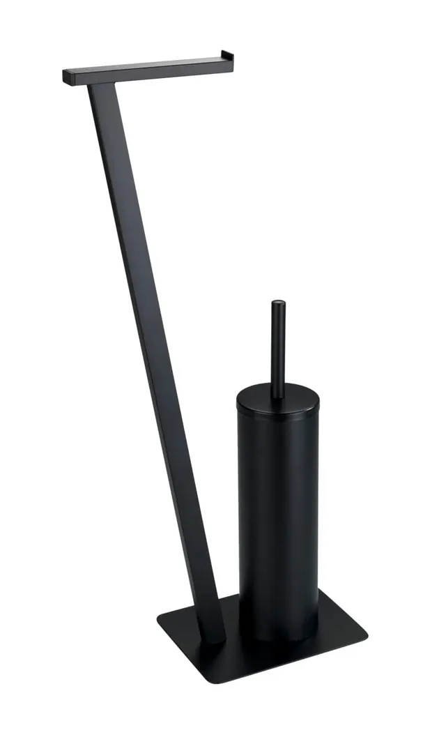 wenko-stand-wc-garnitur-lirio-wc-papierhalter-mit-b-rste-schwarz-matt image 1