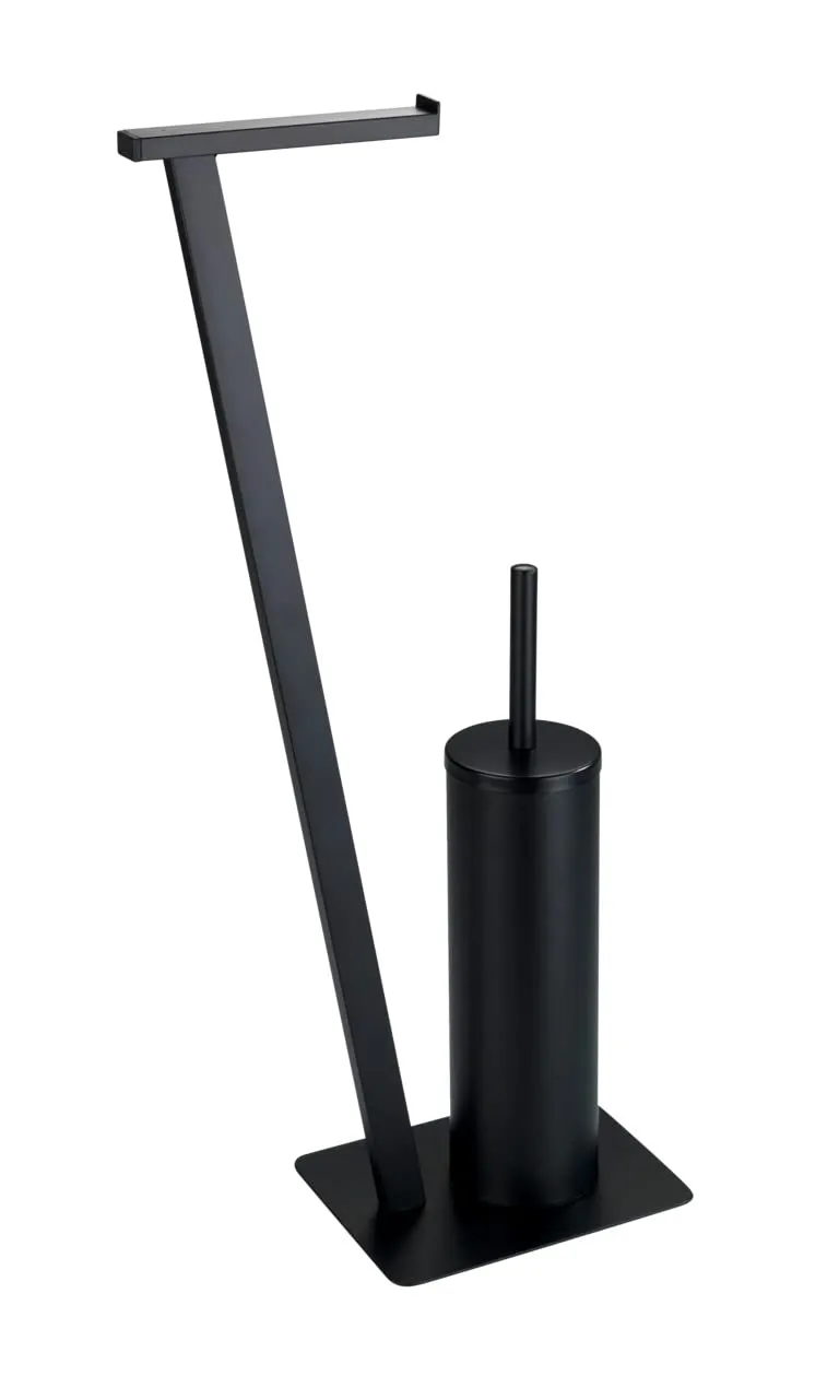 wenko-stand-wc-garnitur-lirio-wc-papierhalter-mit-b-rste-schwarz-matt image 1