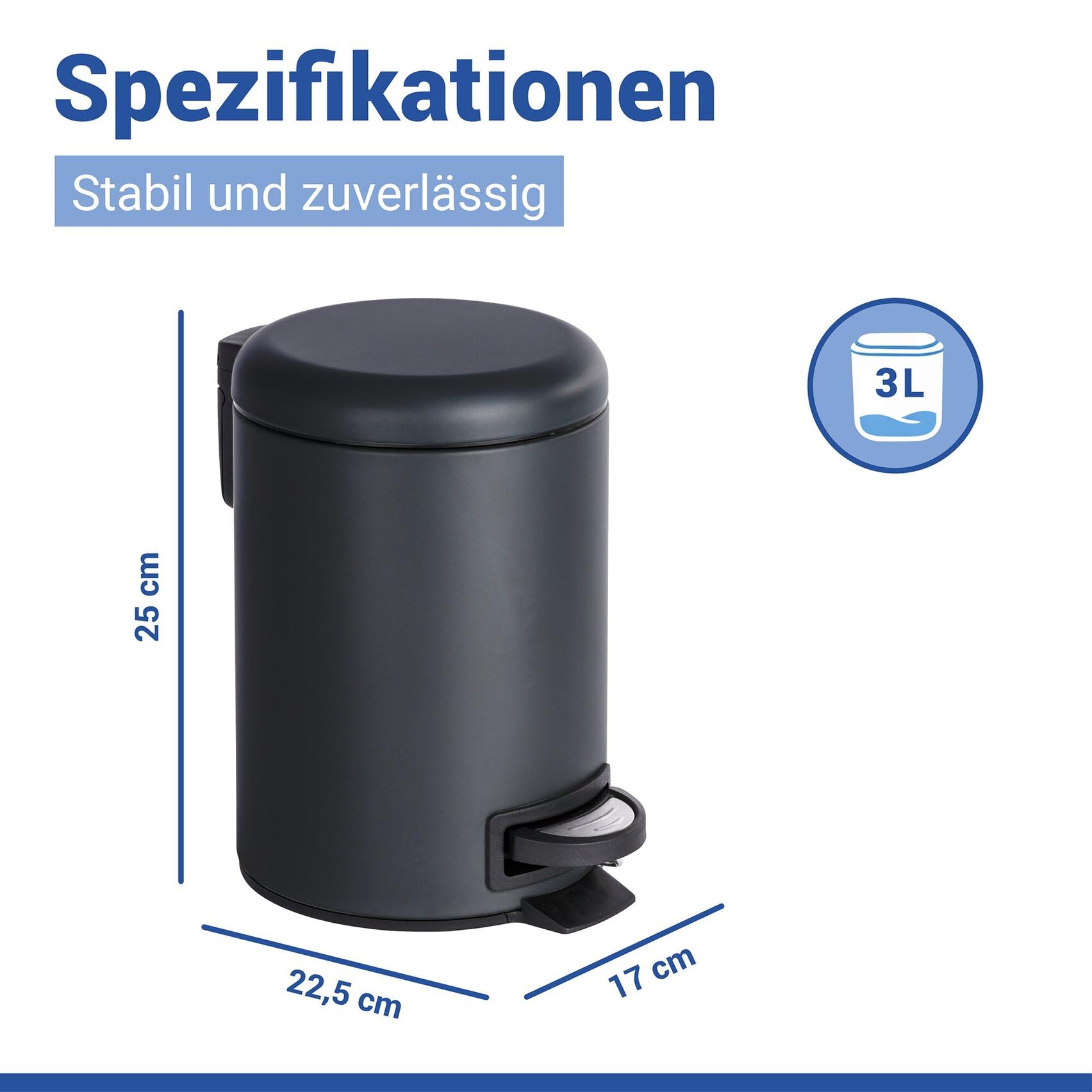 wenko-kosmetikeimer-leman-3-liter-schwarz-matt-mit-tretfunktion image 2
