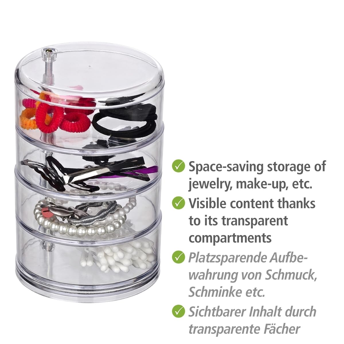 wenko-kosmetik-organizer-tower-make-up-aufbewahrung-acryl-transparent-4-f-cher image 2