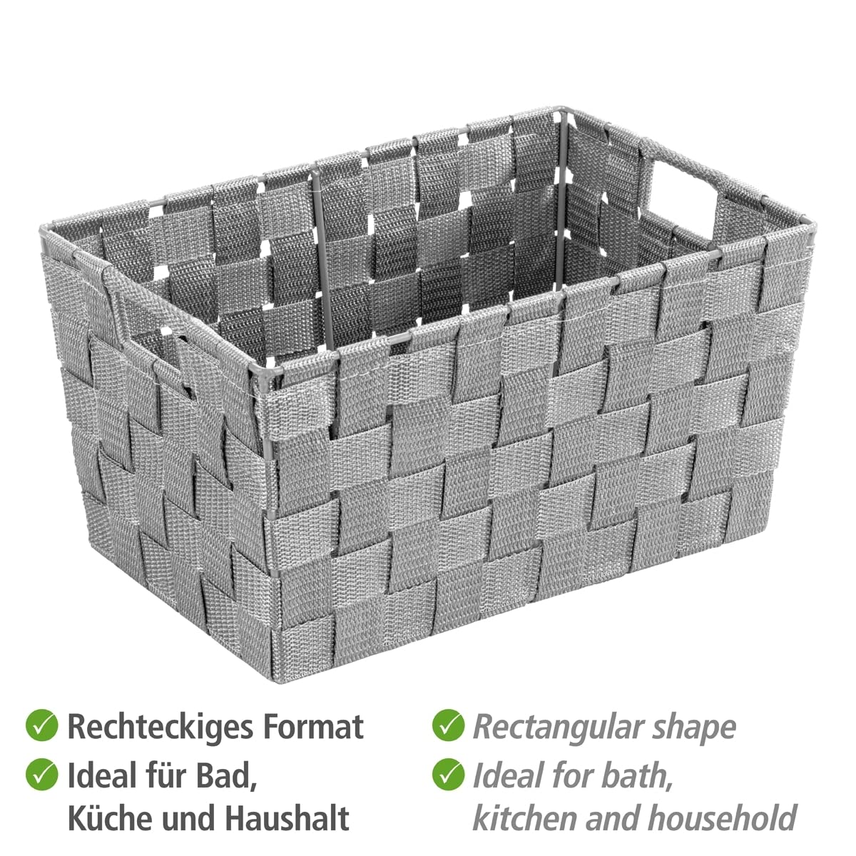 wenko-aufbewahrungskorb-adria-s-grau-6-24-l-polypropylen-30-x-15-x-20-cm image 3