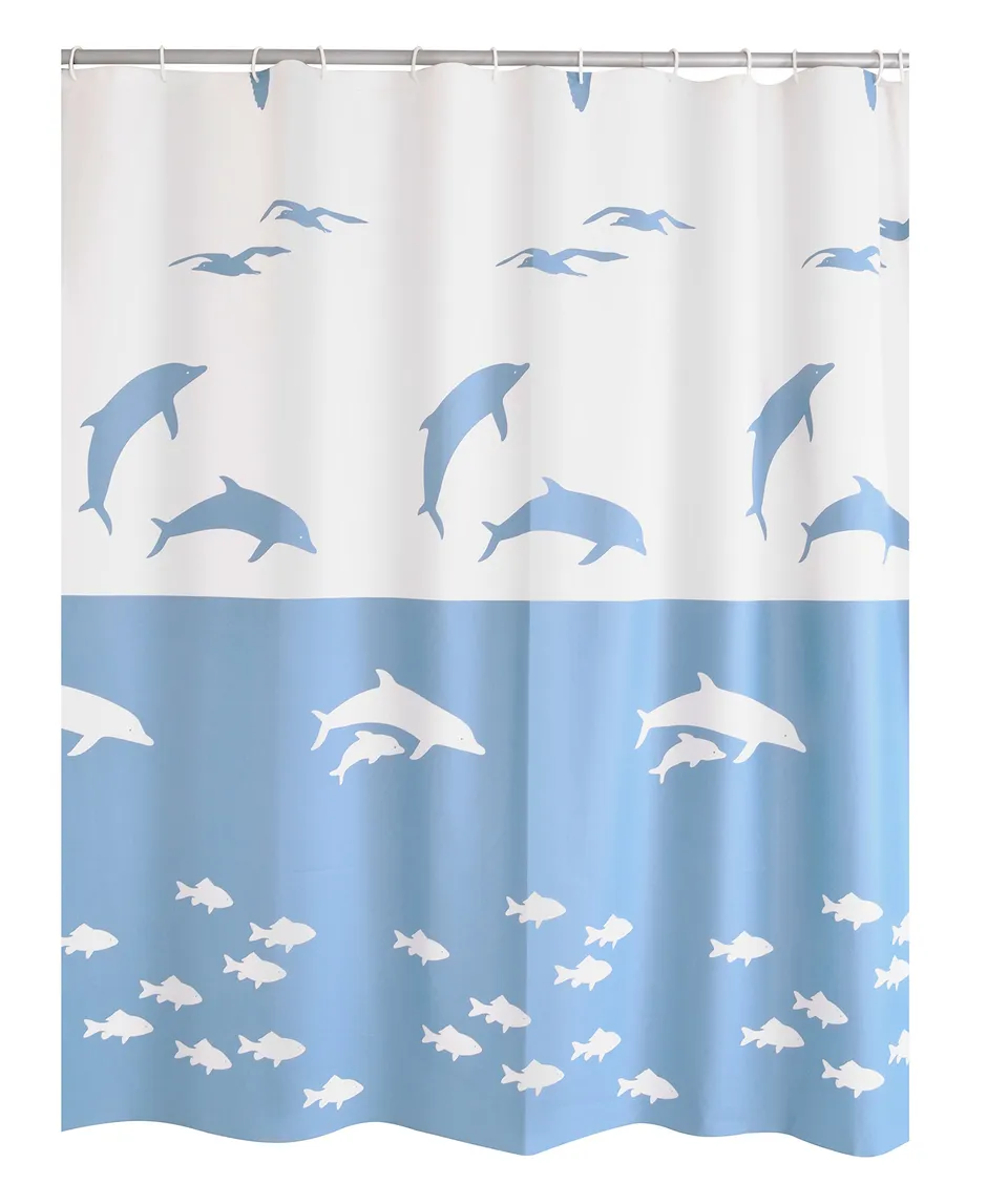 ridder-flipper-duschvorhang-folie-180x200-cm-delfin-fische-inkl-ringe image 1