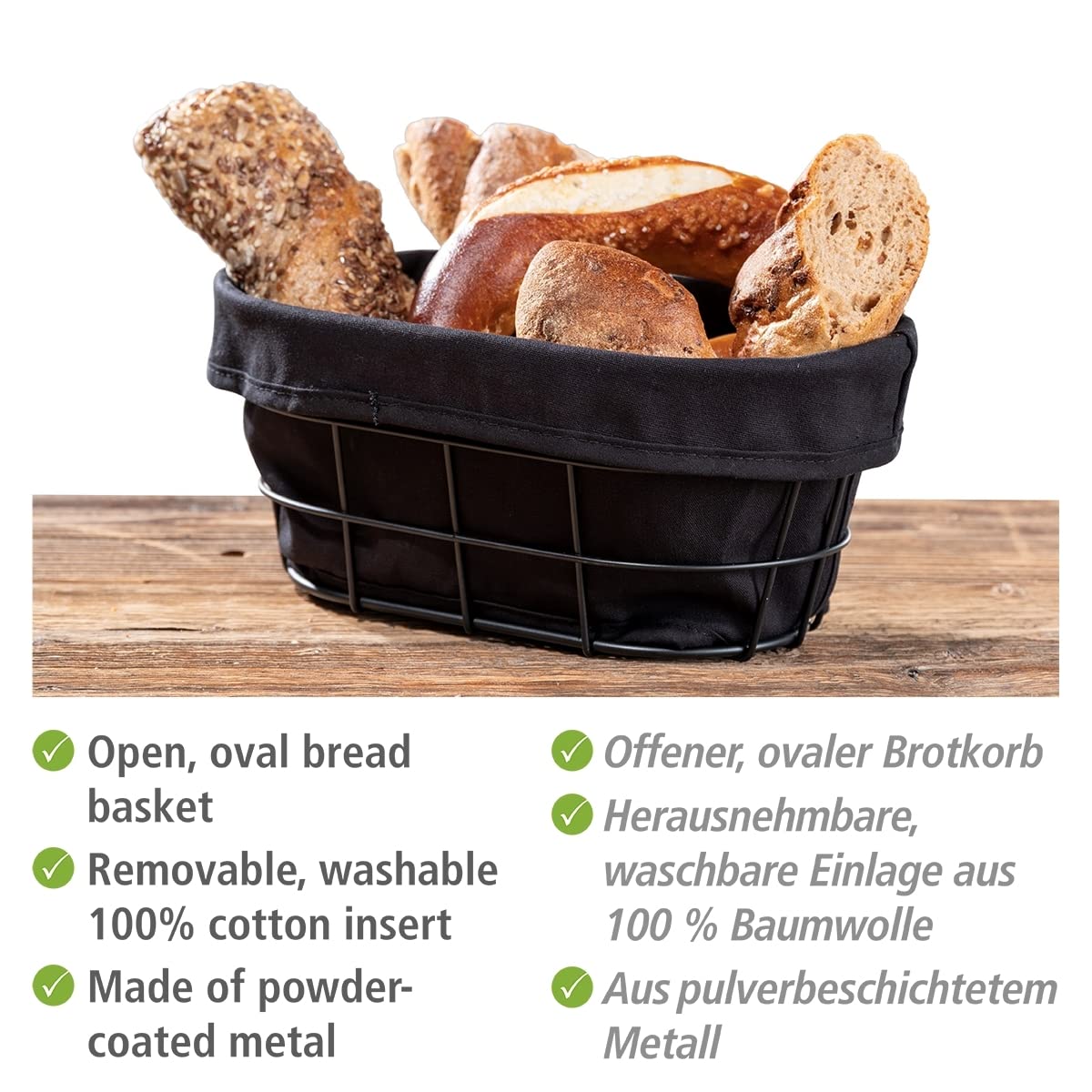 wenko-bela-brotkorb-black-outdoor-kitchen-metall-schwarz-27-x-17-x-11-5-cm image 2