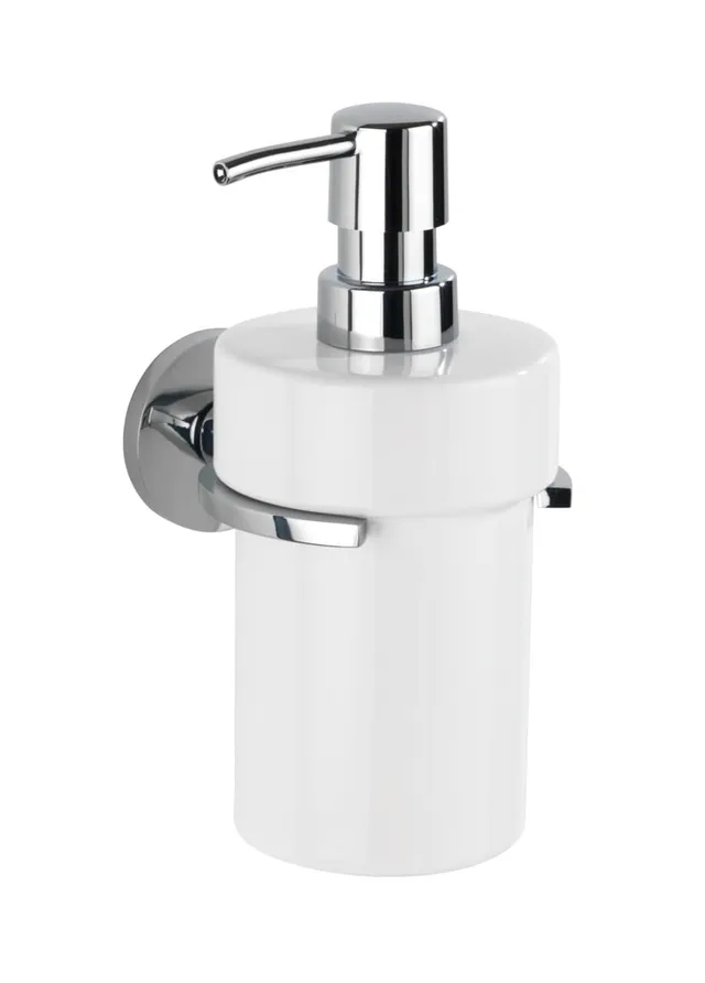 wenko-isera-uv-loc-seifenspender-keramik-360-ml-10-x-18-x-11-cm-chrom-wei image 1