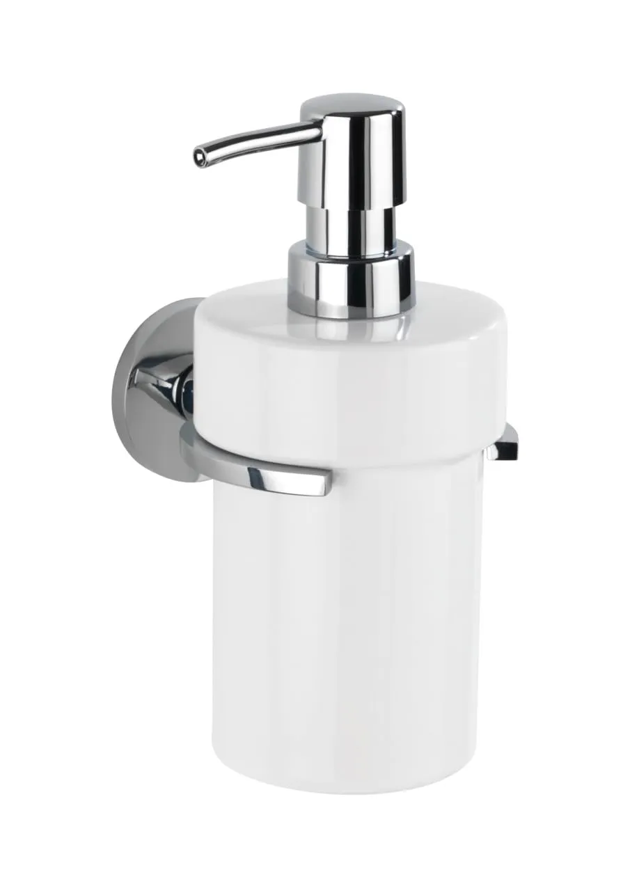 wenko-isera-uv-loc-seifenspender-keramik-360-ml-10-x-18-x-11-cm-chrom-wei image 1
