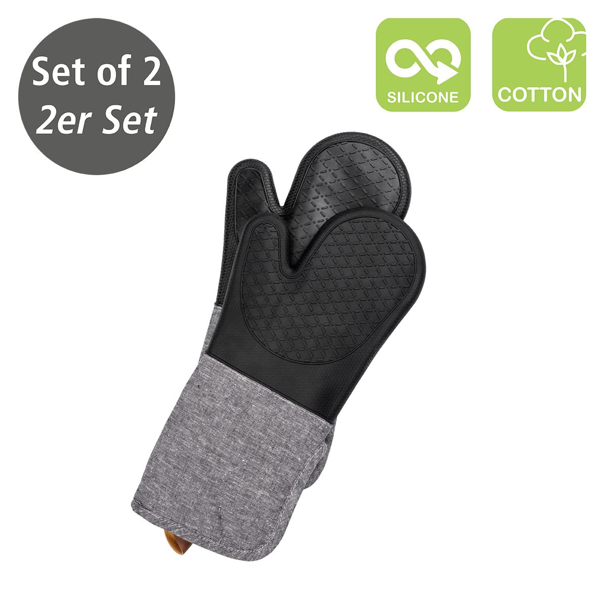 wenko-ada-topfhandschuhe-2er-set-mit-silikon-18-x-38-cm-grau-schwarz image 2