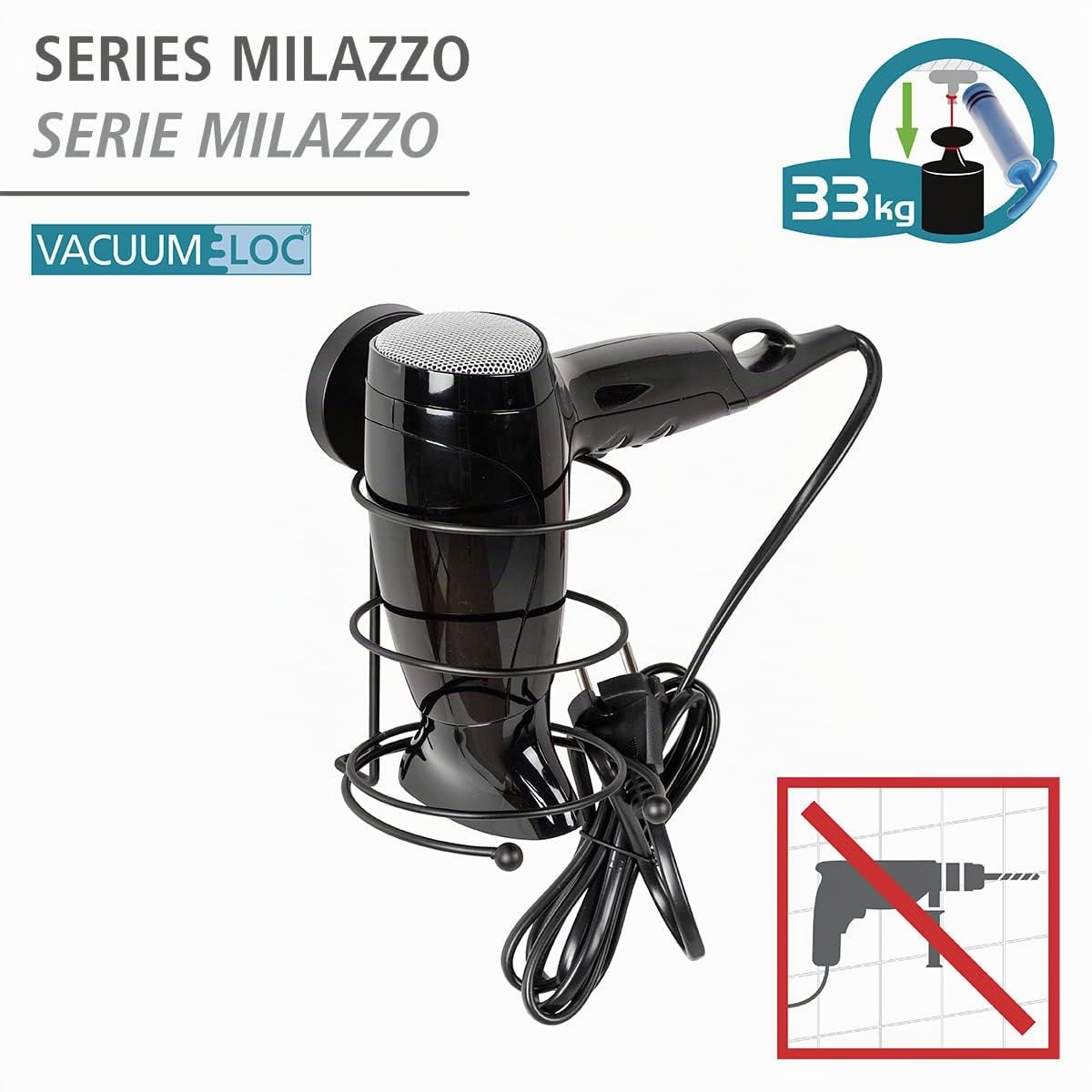 wenko-vacuum-loc-haartrocknerhalter-milazzo-schwarz-11-5x17-5x14-5-cm image 4