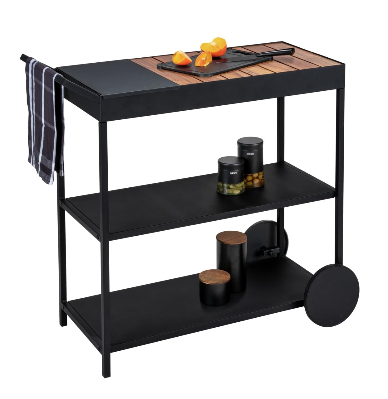 wenko-miro-servierwagen-beistellwagen-black-outdoor-kitchen-metall-akazienholz-s image 7