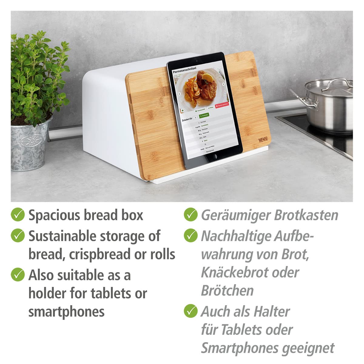 wenko-brotkasten-kubo-mit-bambusbrett-brotaufbewahrungsbox-35-x-20-5-x-26-cm-wei image 3
