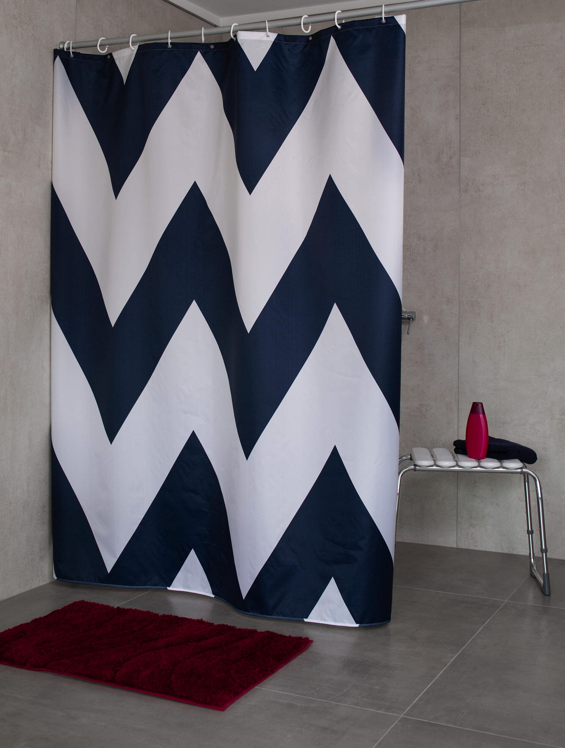 ridder-pico-duschvorhang-polyester-blau-180x200-cm-inkl-ringe image 2