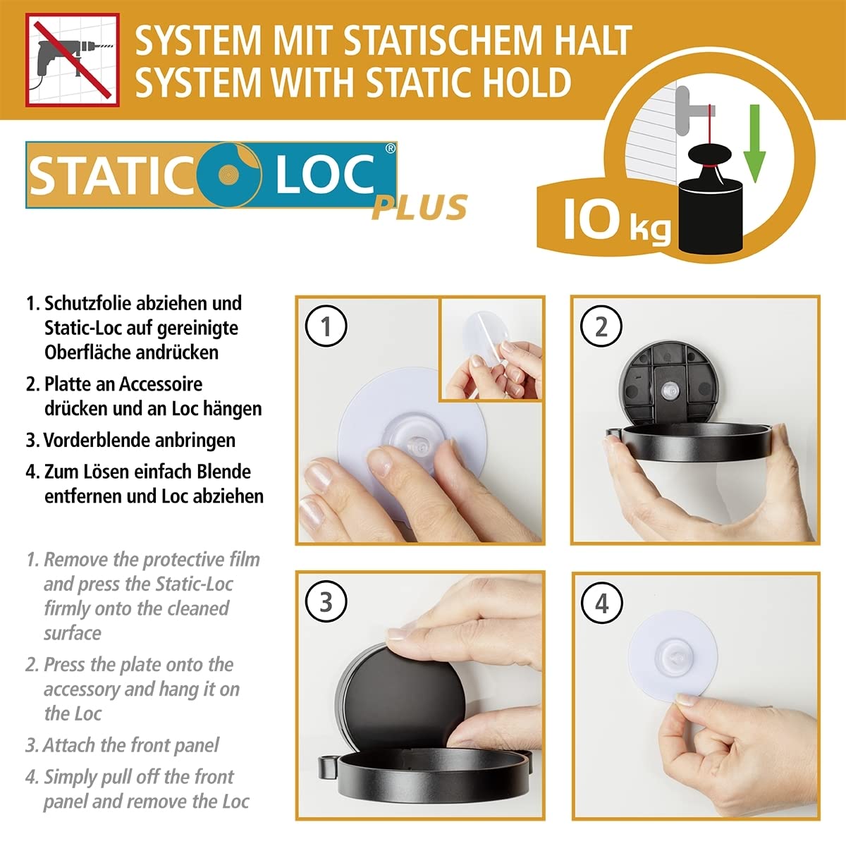 wenko-static-loc-plus-eckablage-pavia-schwarz-27-x-9-8-x-20-cm-ohne-bohren image 6