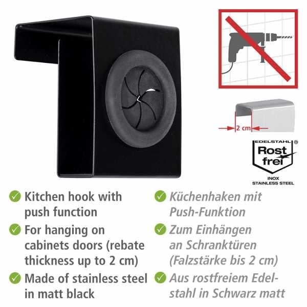 wenko-haken-push-einh-ngehaken-edelstahl-schwarz-matt-5-x-6-x-4-cm image 6