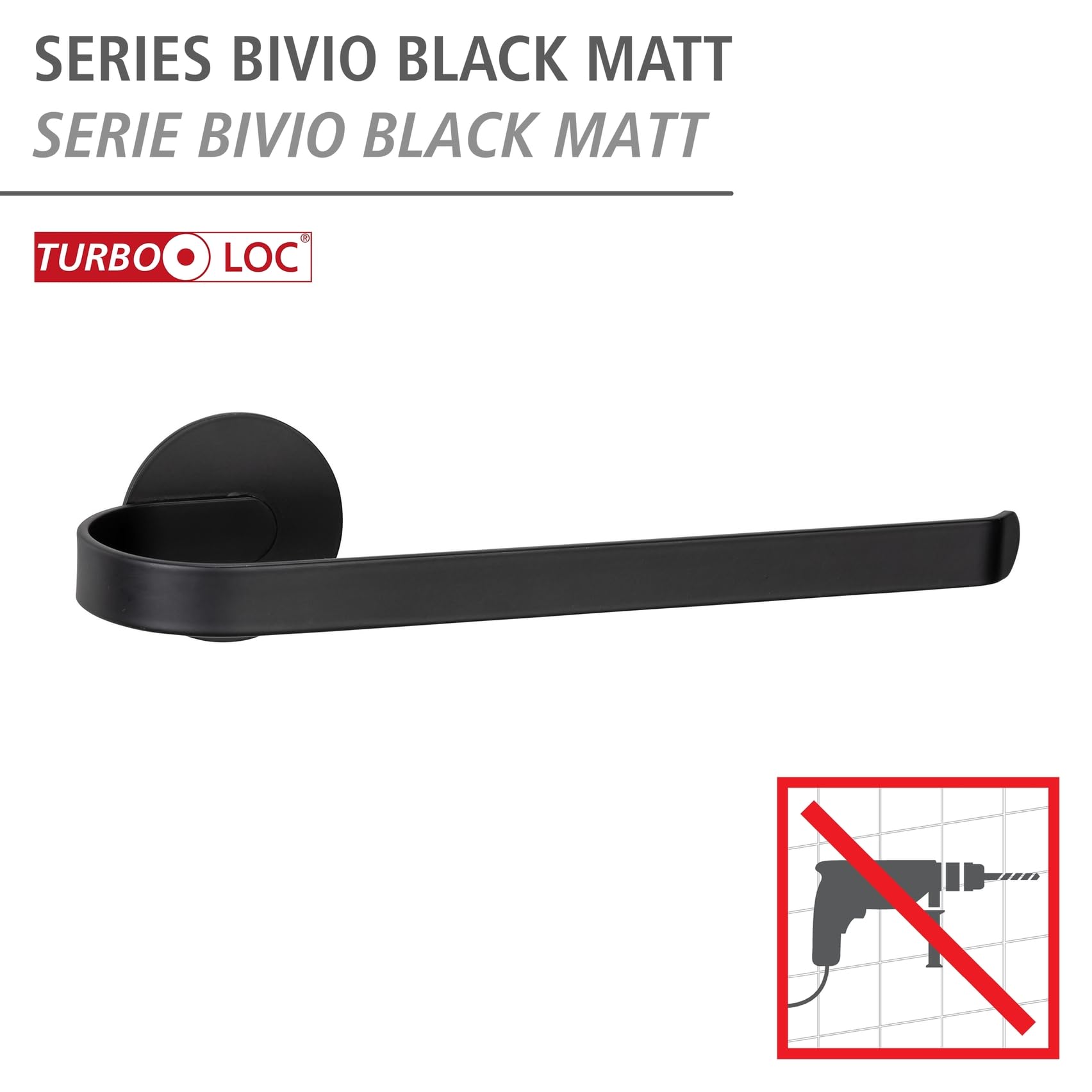 wenko-turbo-loc-bivio-black-matt-handtuchhalter-aluminium-26-5-x-6-5-x-7-5-cm image 2