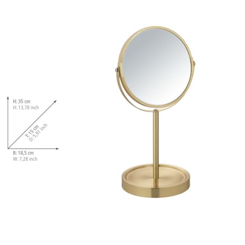 wenko-alata-standspiegel-kosmetikspiegel-gold-matt-3-fach-17-cm image 6