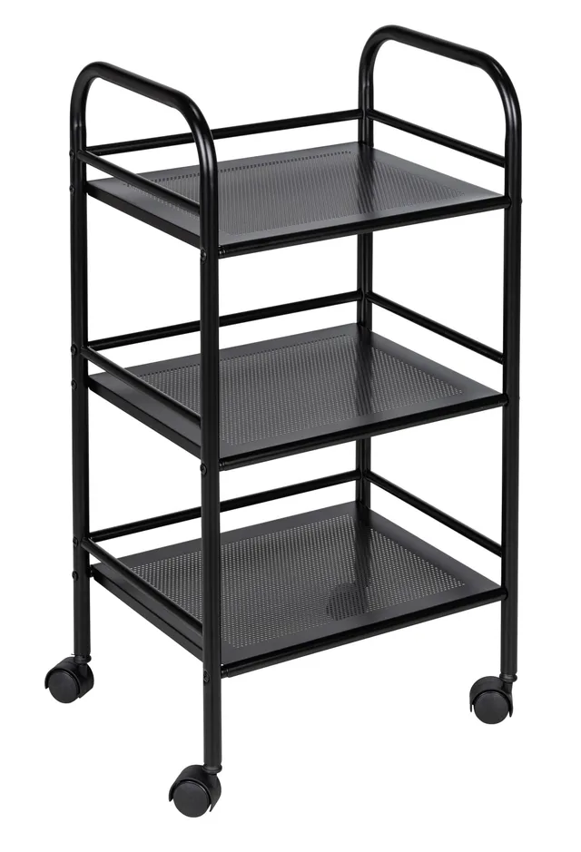 wenko-badwagen-mit-3-etagen-41x75x32-cm-schwarz-mit-rollen image 1