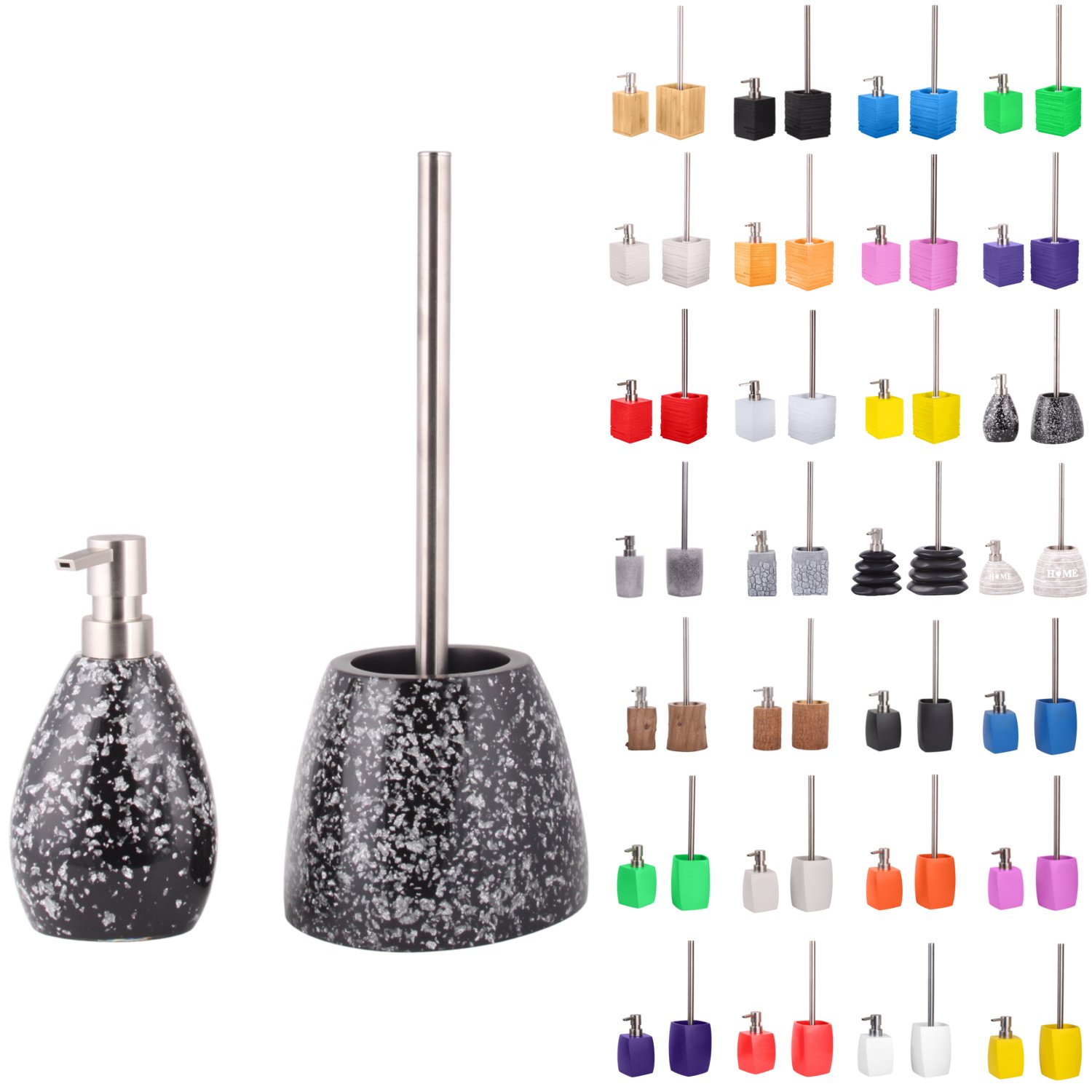 sanilo-badezimmer-set-glitzer-schwarz-seifenspender-wc-b-rste-freistehend image 1