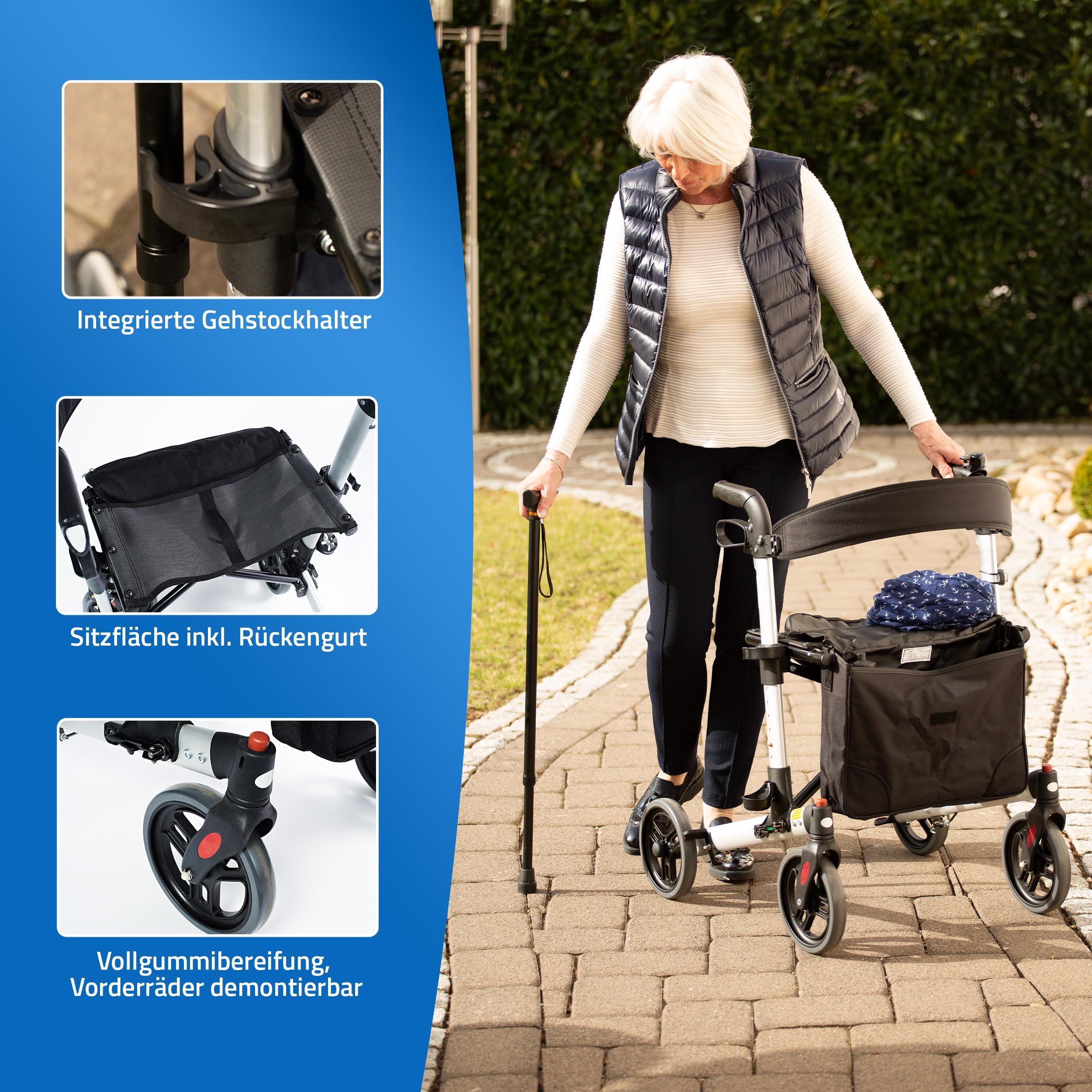 ridder-rollator-mio-faltbarer-gehwagen-mit-sitz-r-ckengurt-und-einkaufstasche-bi image 3
