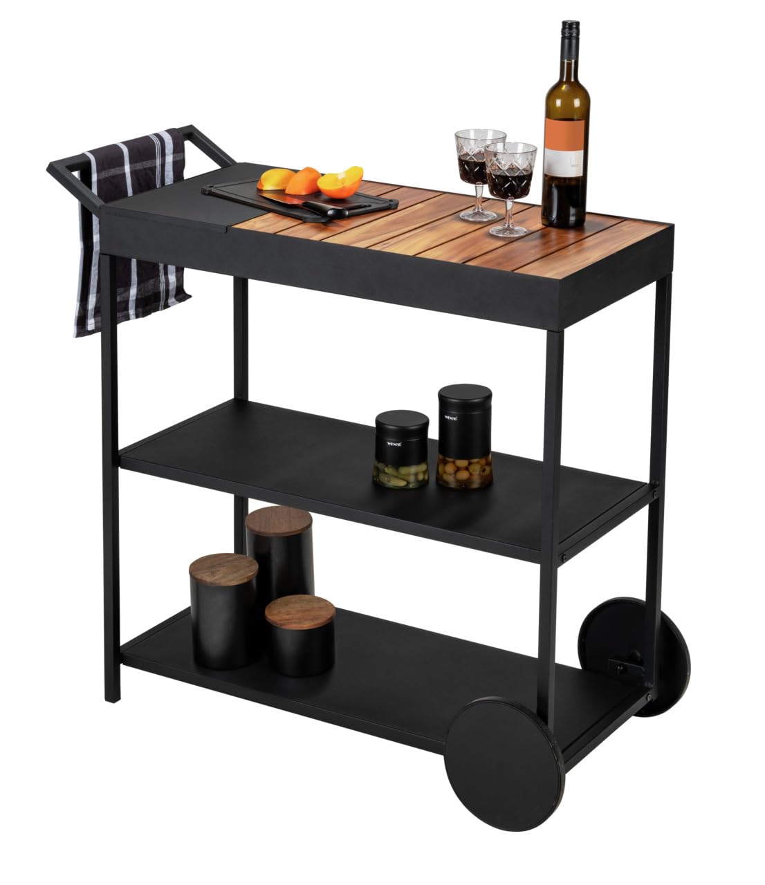 wenko-miro-servierwagen-beistellwagen-black-outdoor-kitchen-metall-akazienholz-s image 6