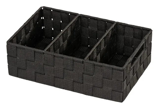 wenko-adria-organizer-aufbewahrungskorb-3-f-cher-32-x-10-x-21-cm-schwarz image 1