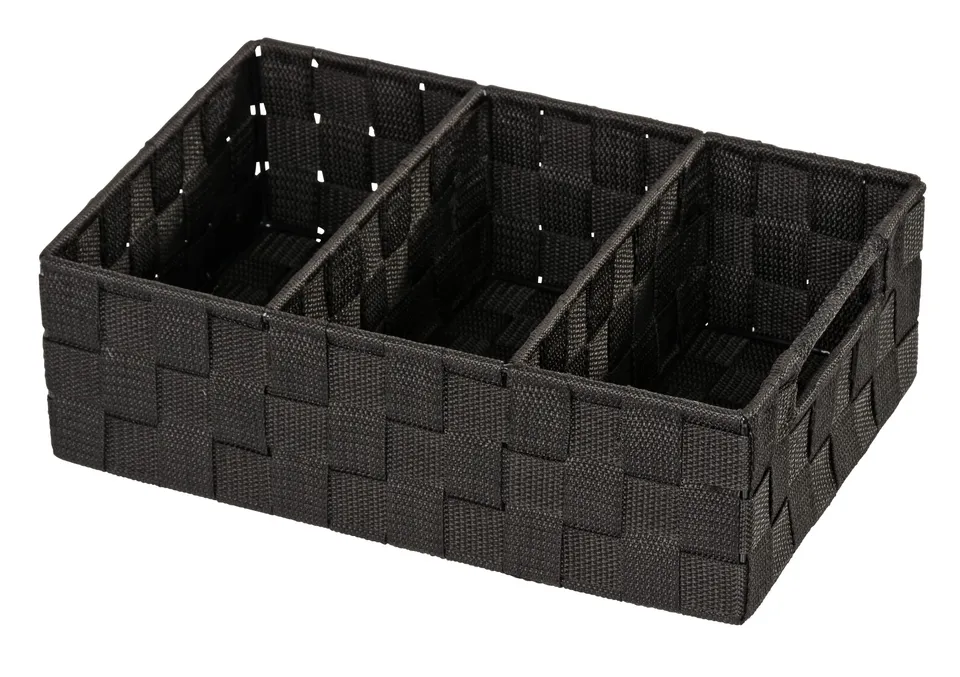 wenko-adria-organizer-aufbewahrungskorb-3-f-cher-32-x-10-x-21-cm-schwarz image 1