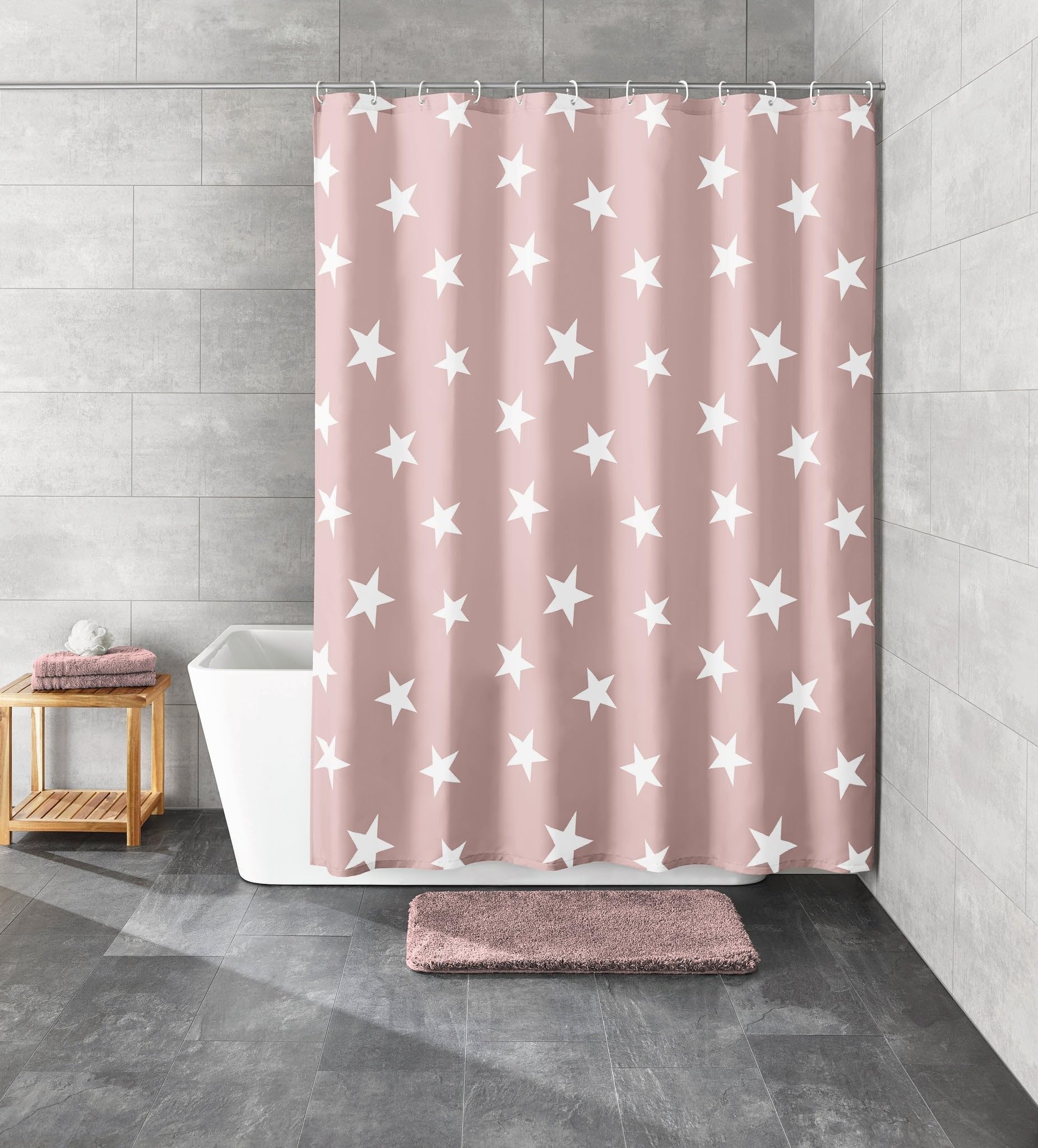 kleine-wolke-duschvorhang-nova-180x200-cm-old-rose-sterne-textil-oeko-tex image 2