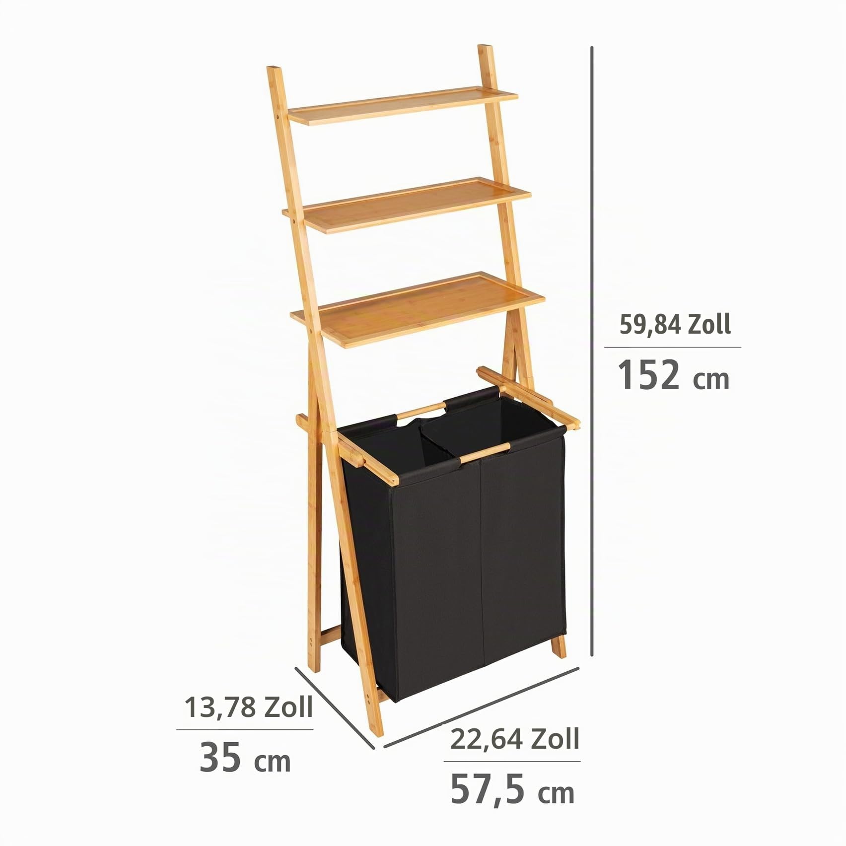wenko-leiterregal-ecori-mit-w-schesammler-bambus-2-x-33-l-schwarz image 4