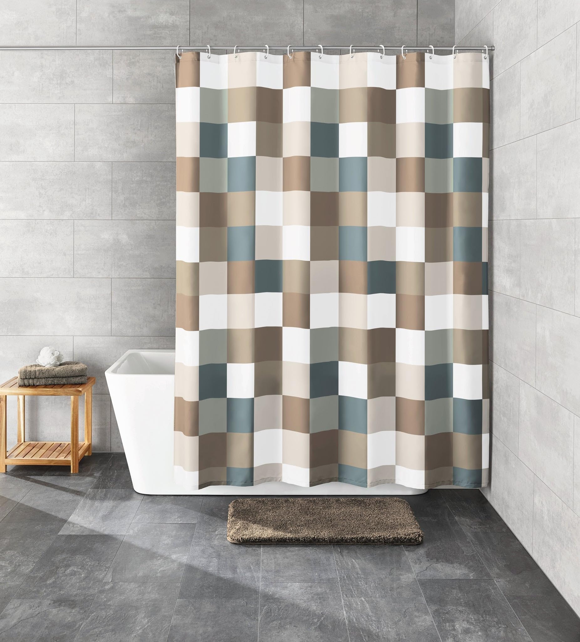 kleine-wolke-check-duschvorhang-textil-taupe-180-x-200-cm image 2
