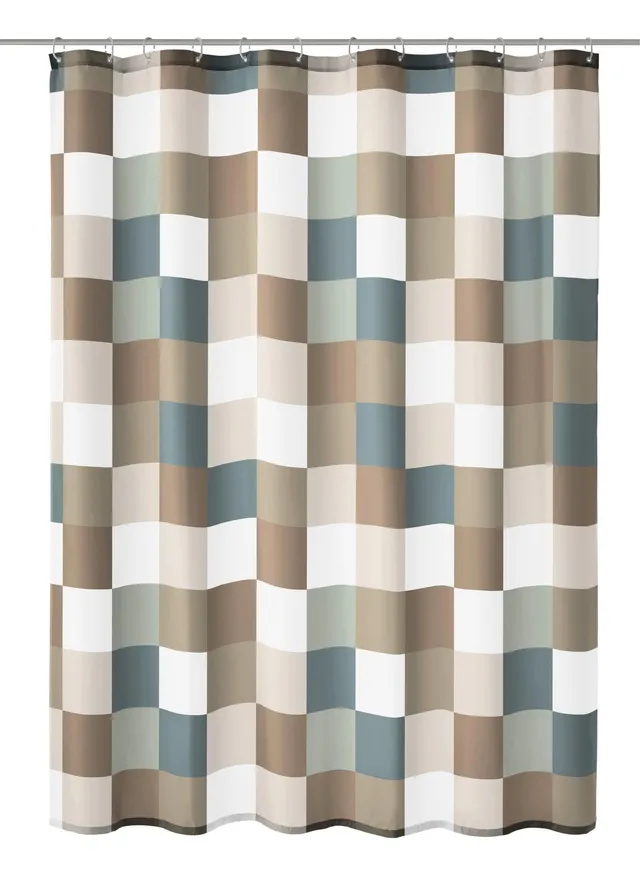 kleine-wolke-check-duschvorhang-textil-taupe-180-x-200-cm image 1