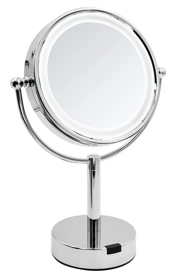 ridder-aurora-stand-kosmetikspiegel-chrom-mit-led-und-5-fach-vergr-erung image 1