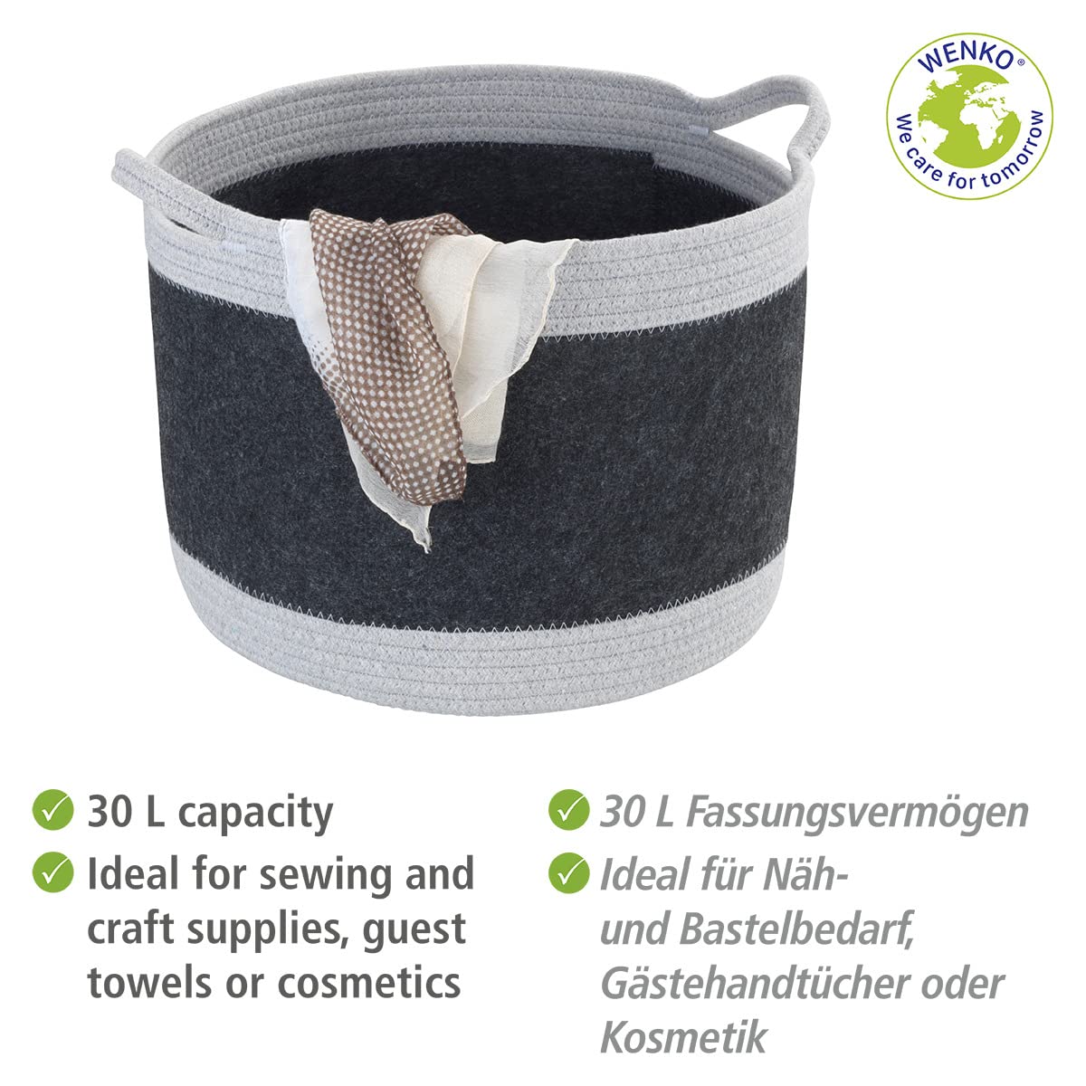 wenko-bea-l-filzkorb-30-l-35-x-26-cm-dunkelgrau-hellgrau image 3