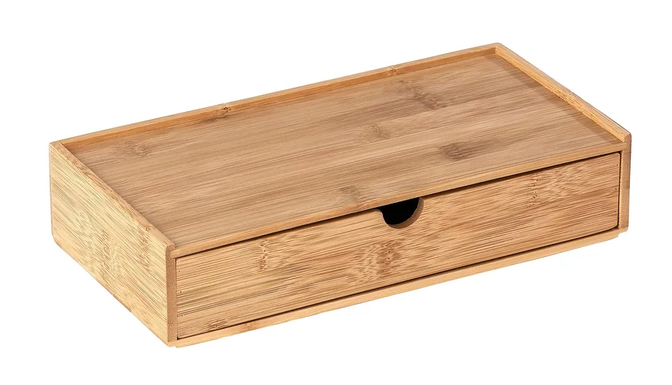 wenko-bambus-box-terra-mit-schublade-aufbewahrungsbox-28-x-6-x-14-cm-natur image 1