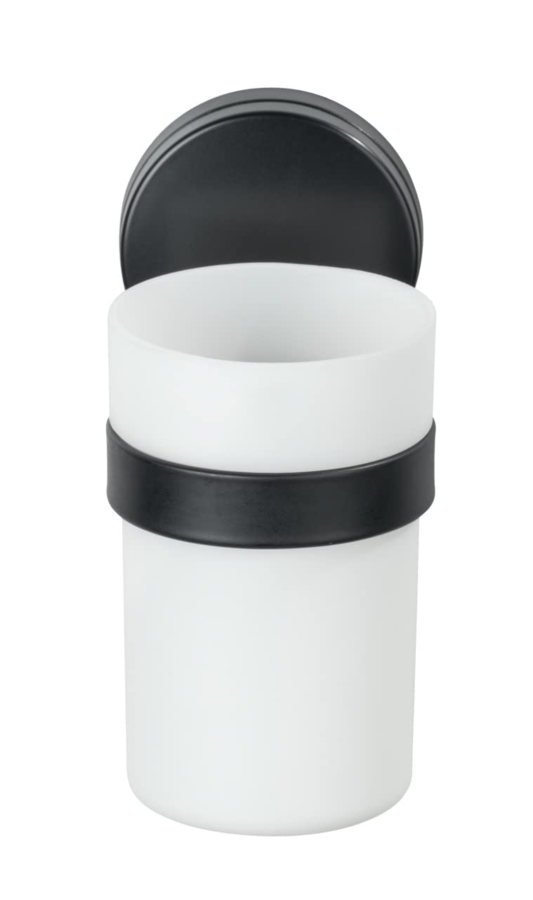 wenko-static-loc-plus-zahnputzbecher-pavia-schwarz-6-5-x-12-x-9-cm image 1