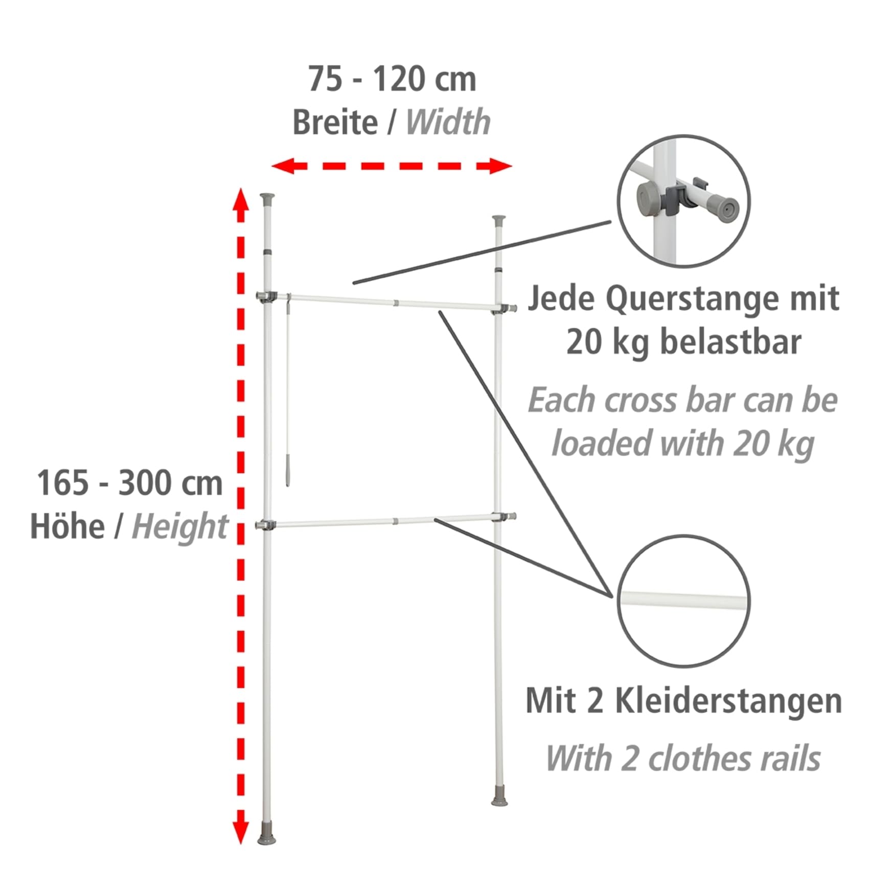 wenko-herkules-basic-teleskop-system-2-kleiderstangen-75-120-x-165-300-cm-wei image 3