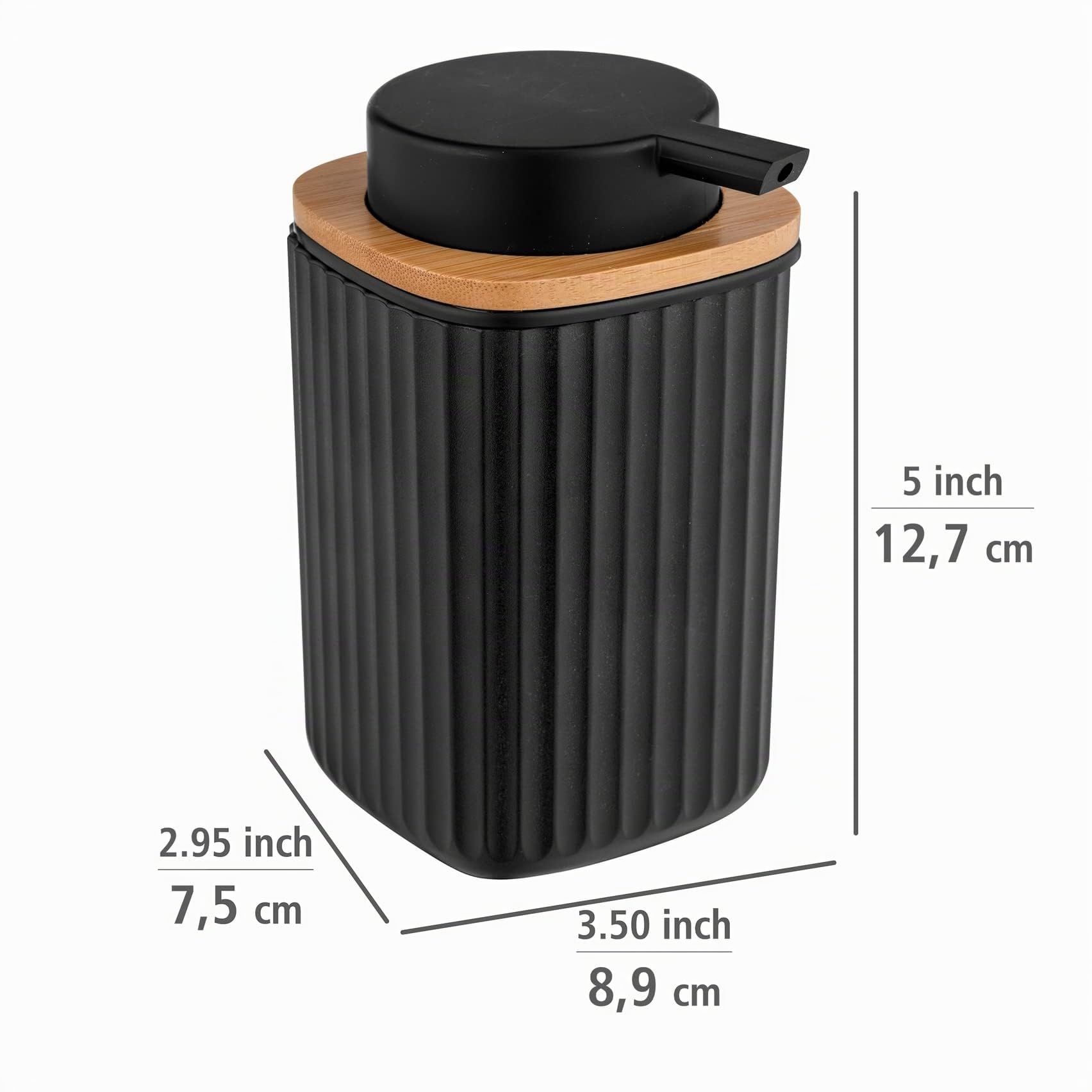 wenko-rotello-seifenspender-250-ml-mit-bambus-deckel-schwarz-natur-8-9x12-7x7-5- image 4