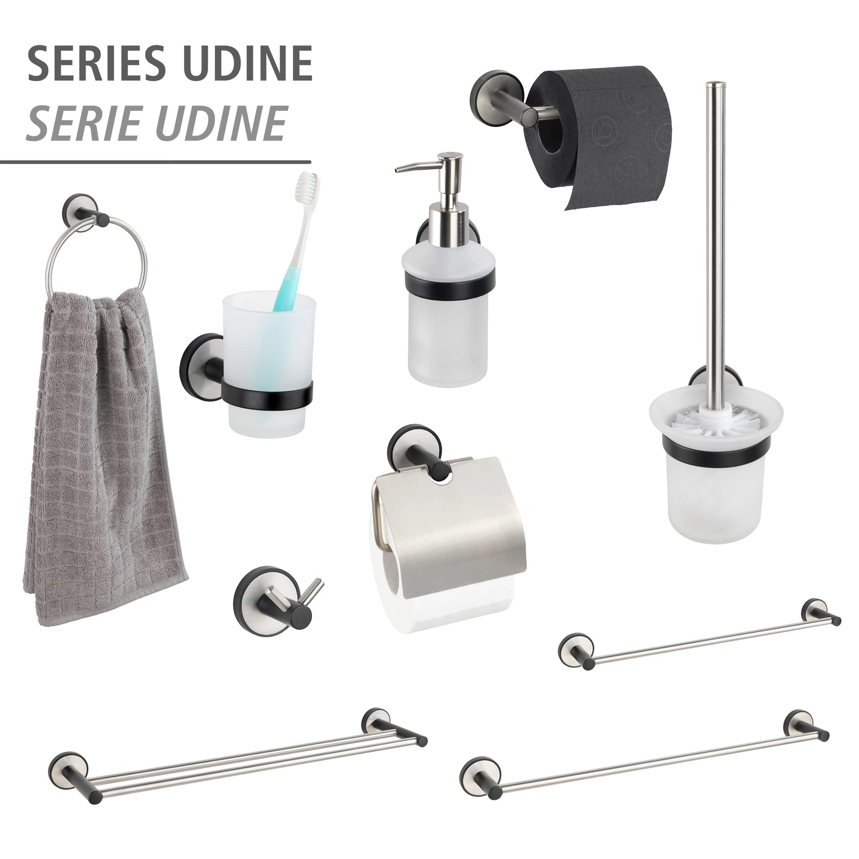 wenko-uv-loc-badetuchstange-uno-udine-40-5-cm-edelstahl-schwarz image 7