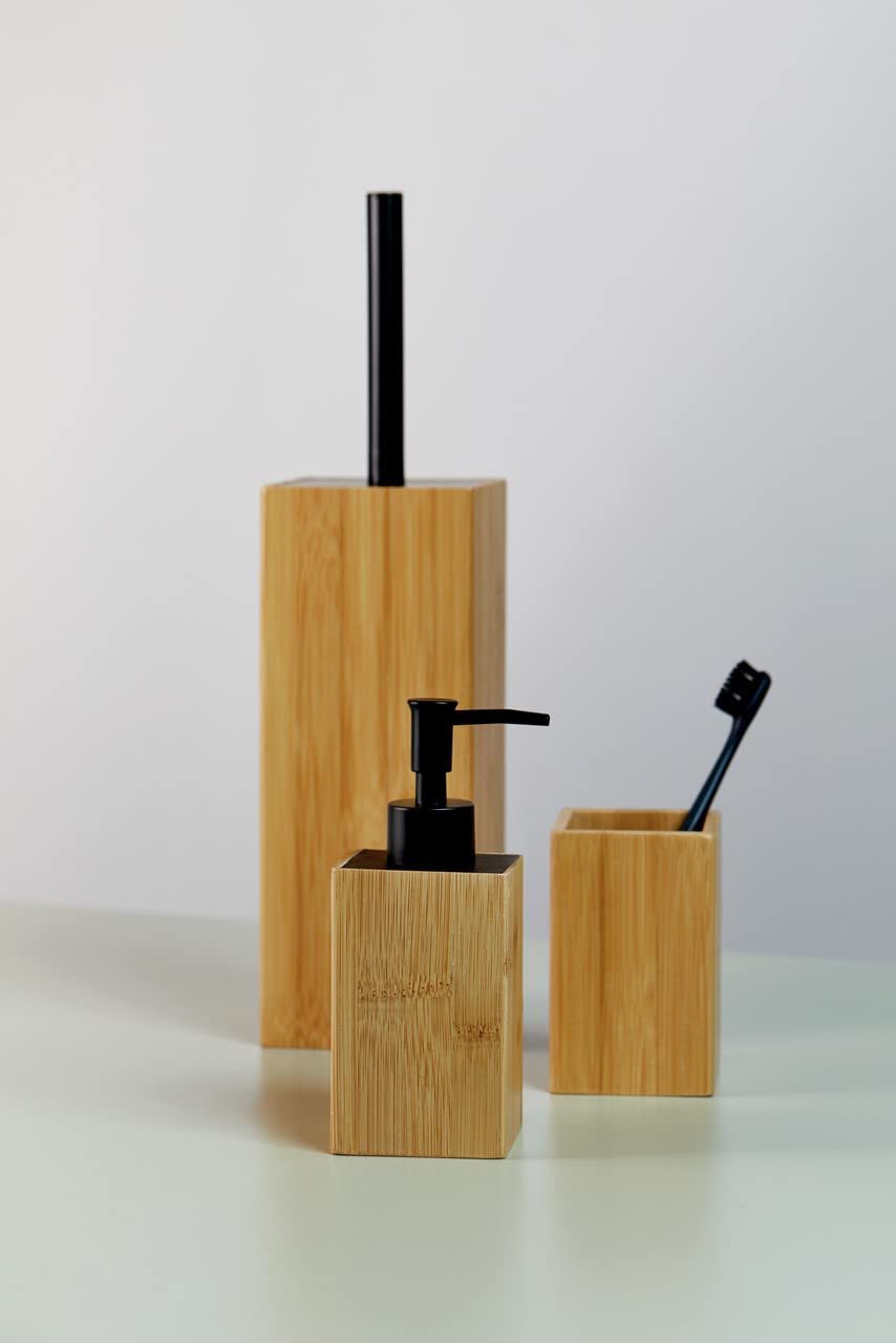 wenko-padua-seifenspender-bambus-schwarz-210-ml-8-x-18-x-7-cm image 4