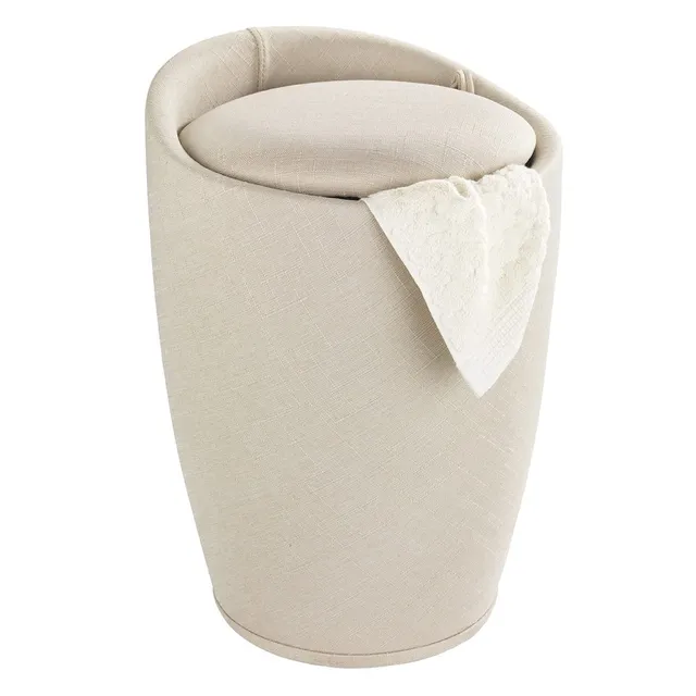 wenko-candy-badhocker-mit-stauraum-20-l-beige-leinen-optik image 1
