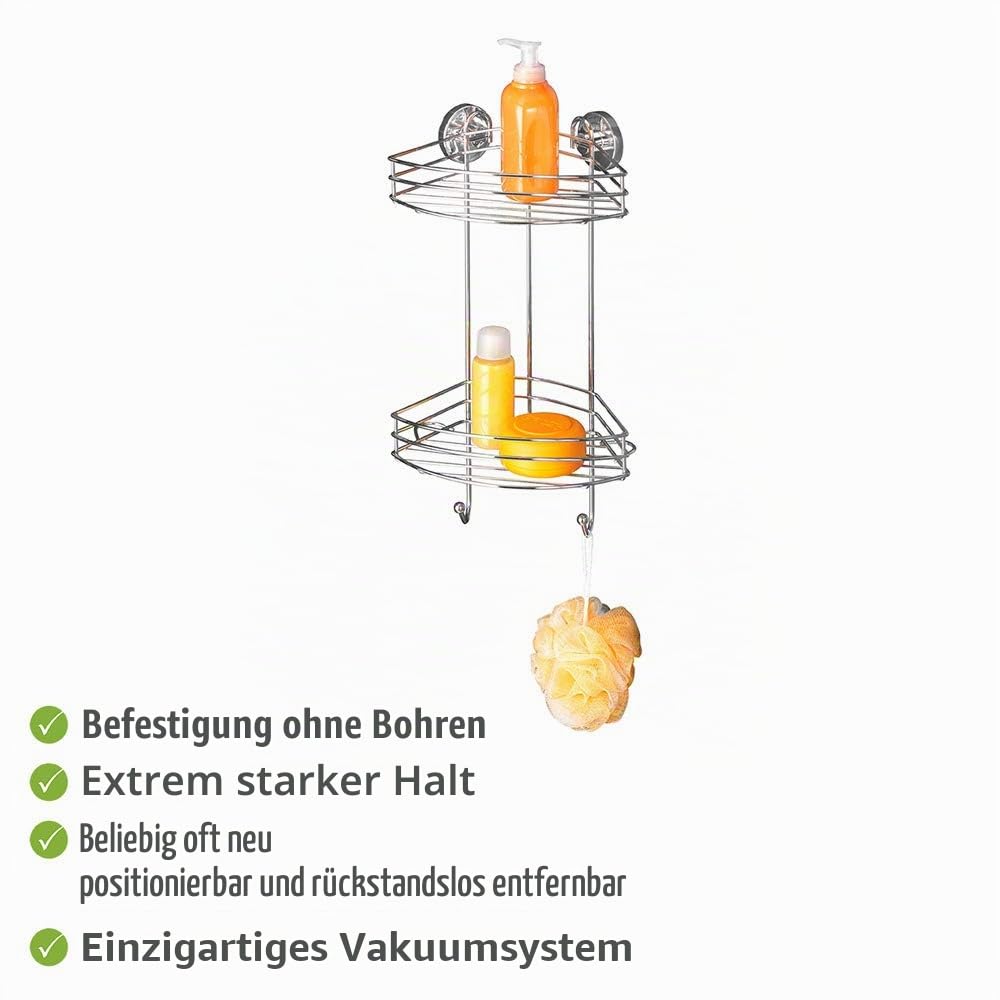 wenko-vacuum-loc-eckregal-2-etagen-chrom-duschablage-24-5-x-41-x-16-cm-mit-2-hak image 3
