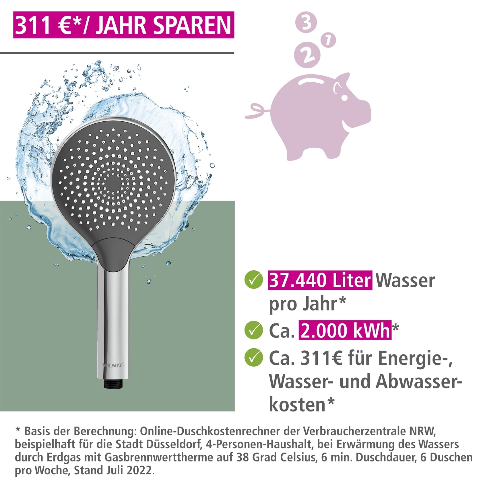 wenko-duschkopf-watersaving-chrom-12-cm image 3