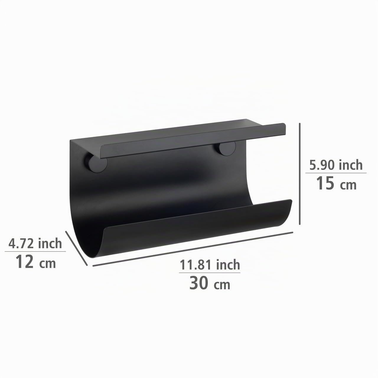 wenko-k-chenrollenhalter-jet-schwarz-30-x-15-x-12-cm-mit-ablage-ohne-bohren image 5