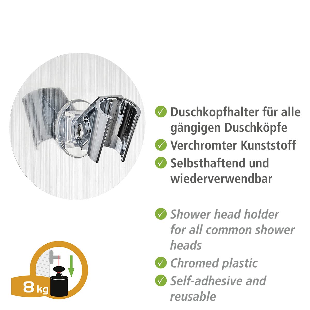 wenko-static-loc-osimo-duschkopfhalter-silber-halterung-ohne-bohren-9-5-x-6-2-cm image 3