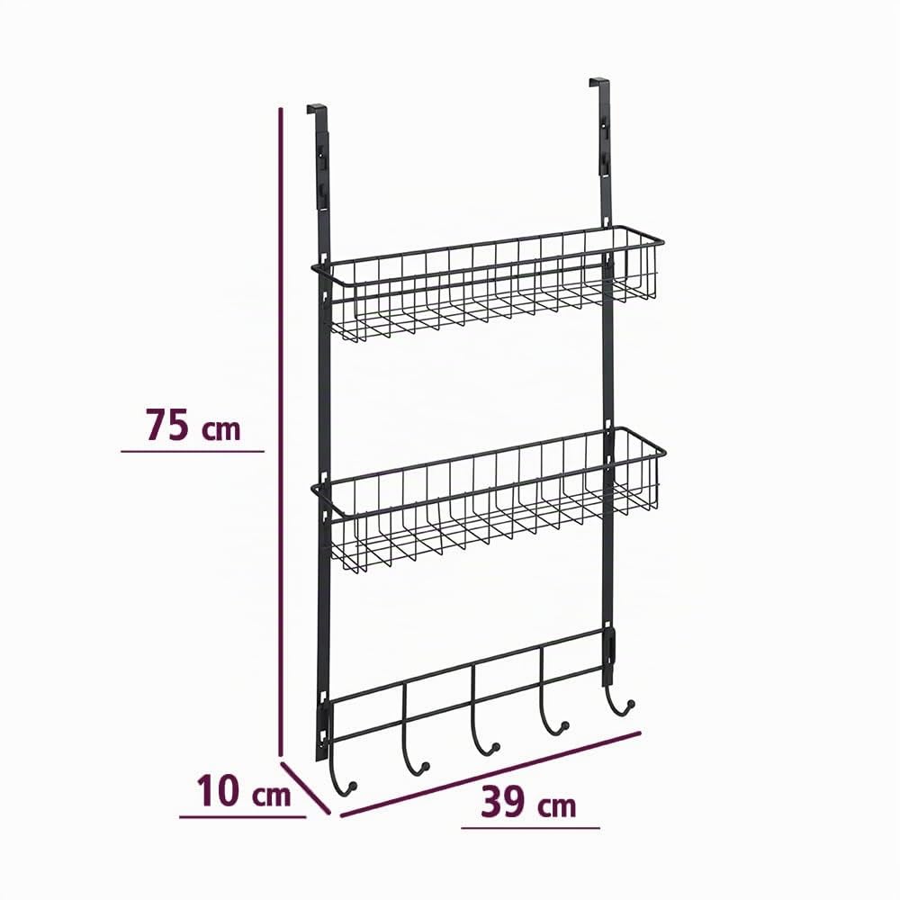 wenko-t-rregal-schwarz-h-ngeregal-39-x-75-x-10-cm-mit-2-k-rben-und-5-haken image 8