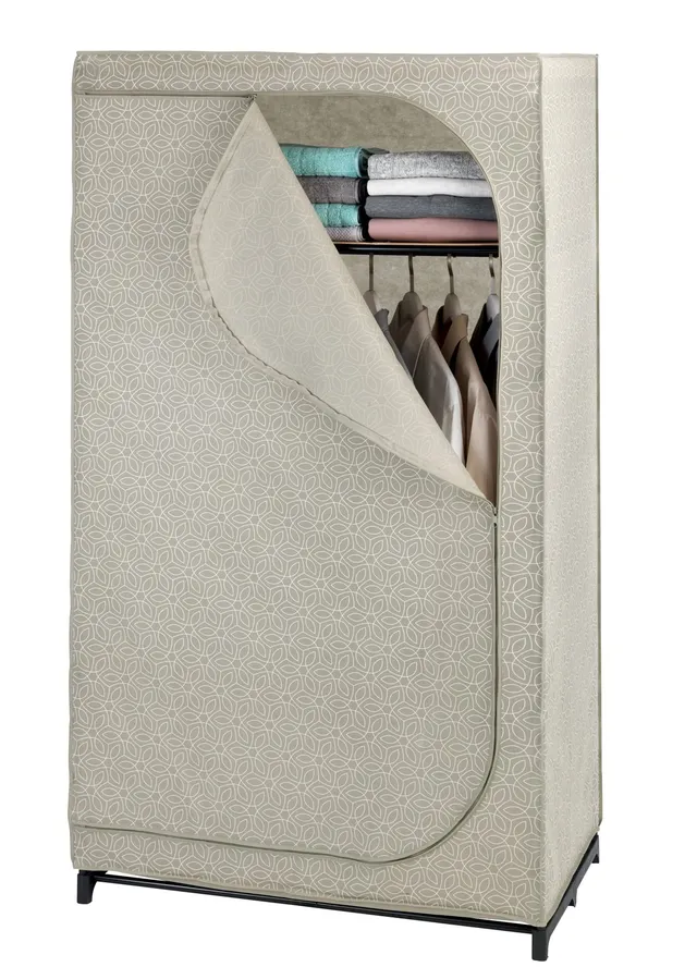 wenko-kleiderschrank-balance-mit-ablage-und-kleiderstange-90x160x50-cm-taupe image 1