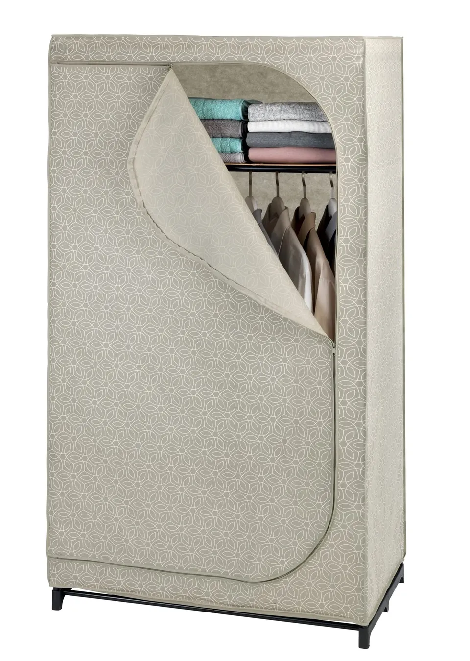 wenko-kleiderschrank-balance-mit-ablage-und-kleiderstange-90x160x50-cm-taupe image 1