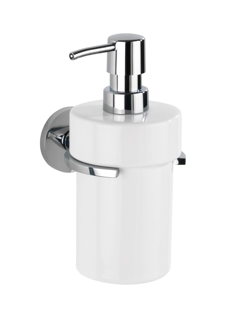 wenko-isera-uv-loc-seifenspender-keramik-360-ml-10-x-18-x-11-cm-chrom-wei image 1